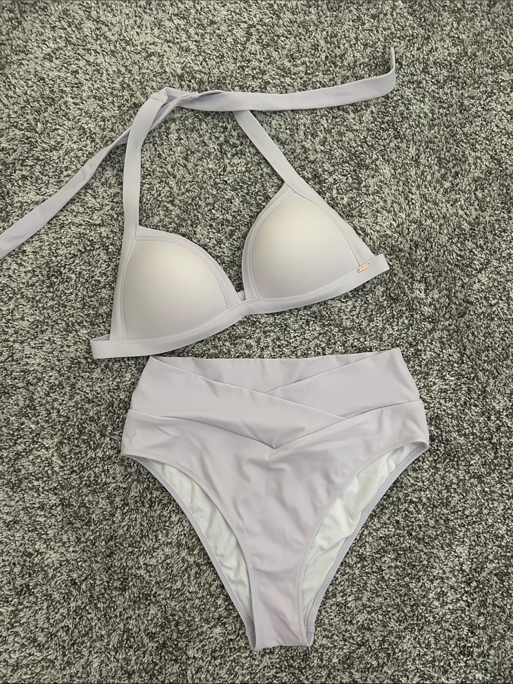 PINK Victoria's Secret Light Lavender Halter High-Waist Bikini Sz M